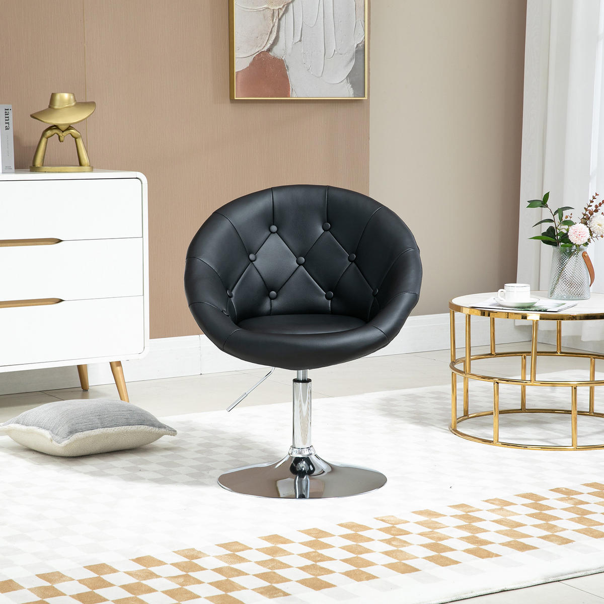 COCKTAILSESSEL HAVANNA Kunstleder Schwarz - Silberfarben/Schwarz, Textil (62/88/58cm) - SVITA