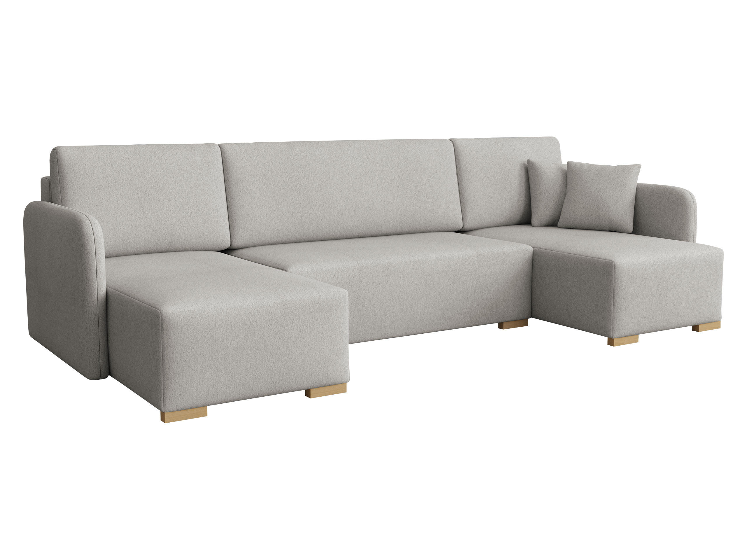 WOHNLANDSCHAFT Como U - Naturfarben/Grau, Holz/Textil (292/85/140cm) - MIRJAN24