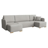 WOHNLANDSCHAFT Como U - Naturfarben/Grau, Holz/Textil (292/85/140cm) - MIRJAN24