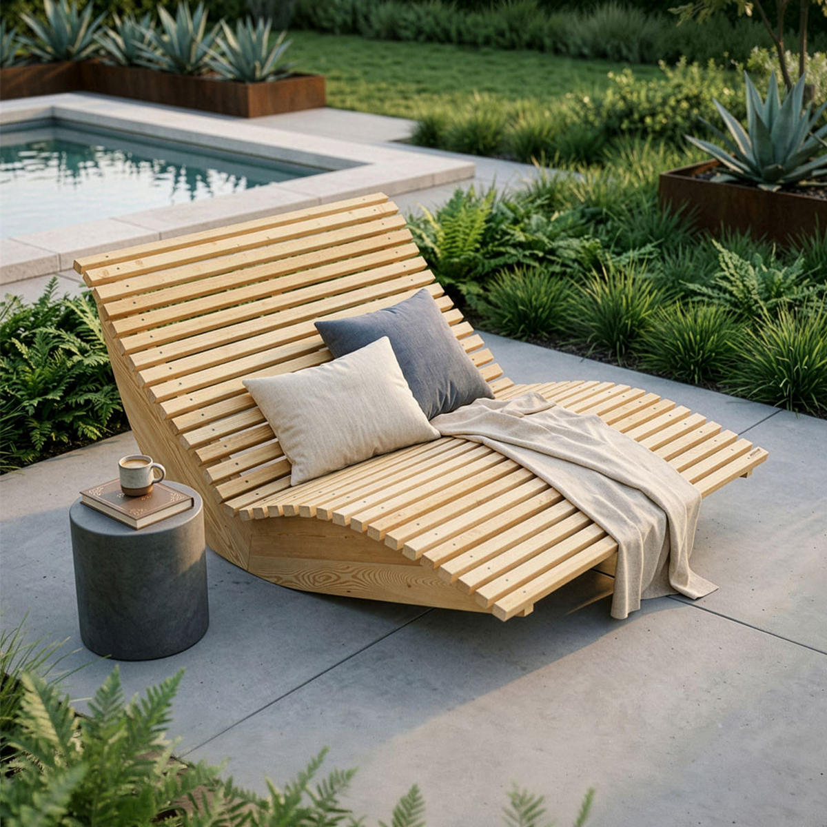 WELLENHOLZLIEGE WOLGA - 120 cm - Naturfarben, Holz (120/82/188cm) - Home Deluxe