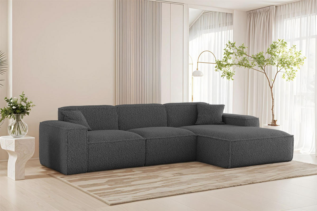 ECKSOFA Celes Premium In Sven - Dunkelgrau, Holzwerkstoff/Textil (266/165cm) - Fun Möbel