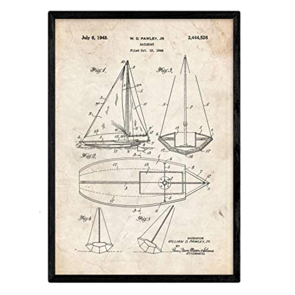 POSTER Segelboot Patent A3 Rahmenlos - Klar, Papier (29.7/5/42cm) - Nacnic