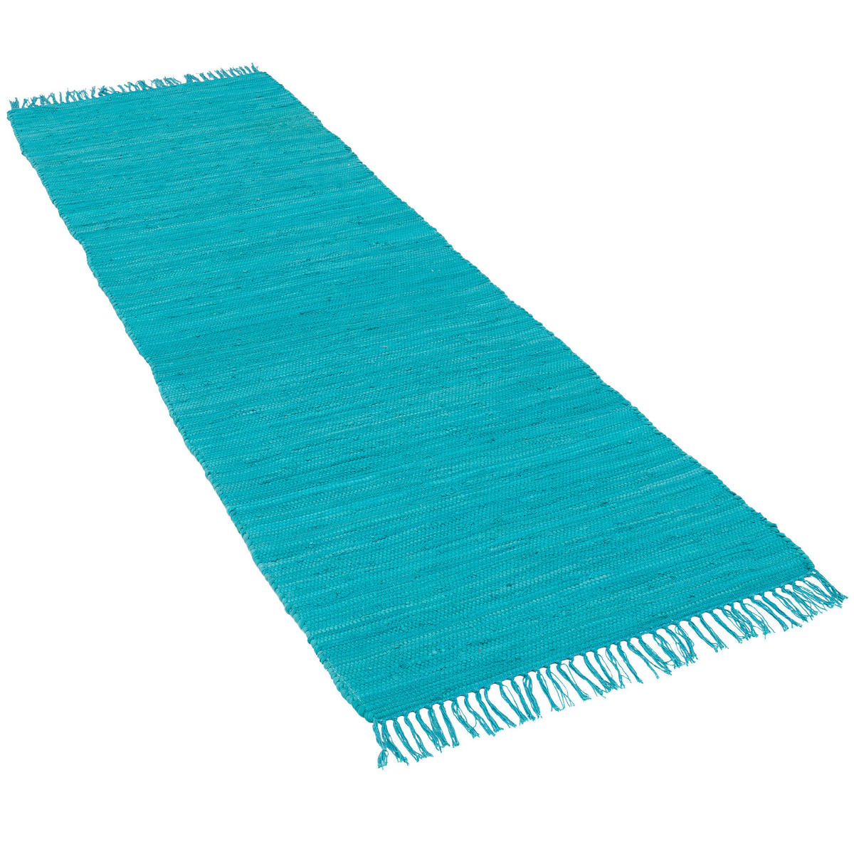 BAUMWOLLE NATUR TEPPICH LÄUFER JOLLY COTTON - Türkis, Textil (60/120cm) - Pergamon