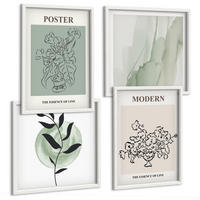 BILDER SET 4er Set - 50x50 cm & 40x60 cm Weißer Rahmen - Blumen in einer modernen Vase - Weiß, Kunststoff (50/50cm) - TULUP