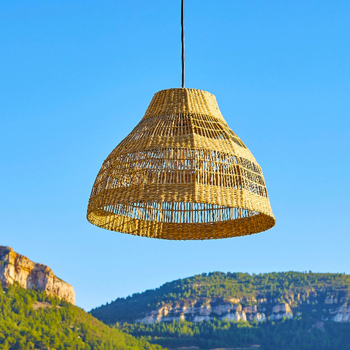 MERIDA H34CM 5M netzbetriebene Pendelleuchte - Beige, Naturmaterialien (48/48/33cm) - Lumisky