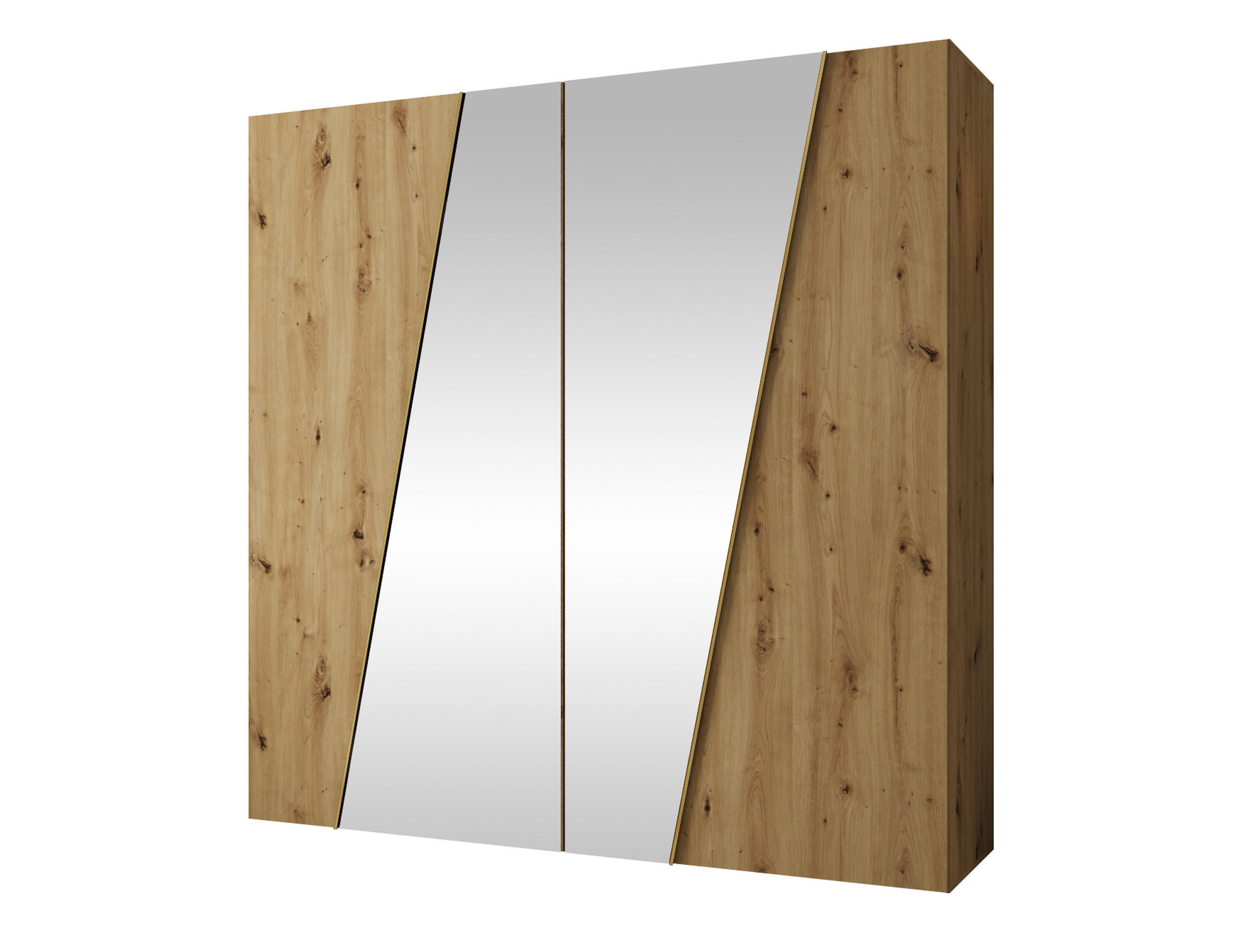 Mirjan24 Drehtürenschrank Eiche Artisan, Gold 200x202x50 cm