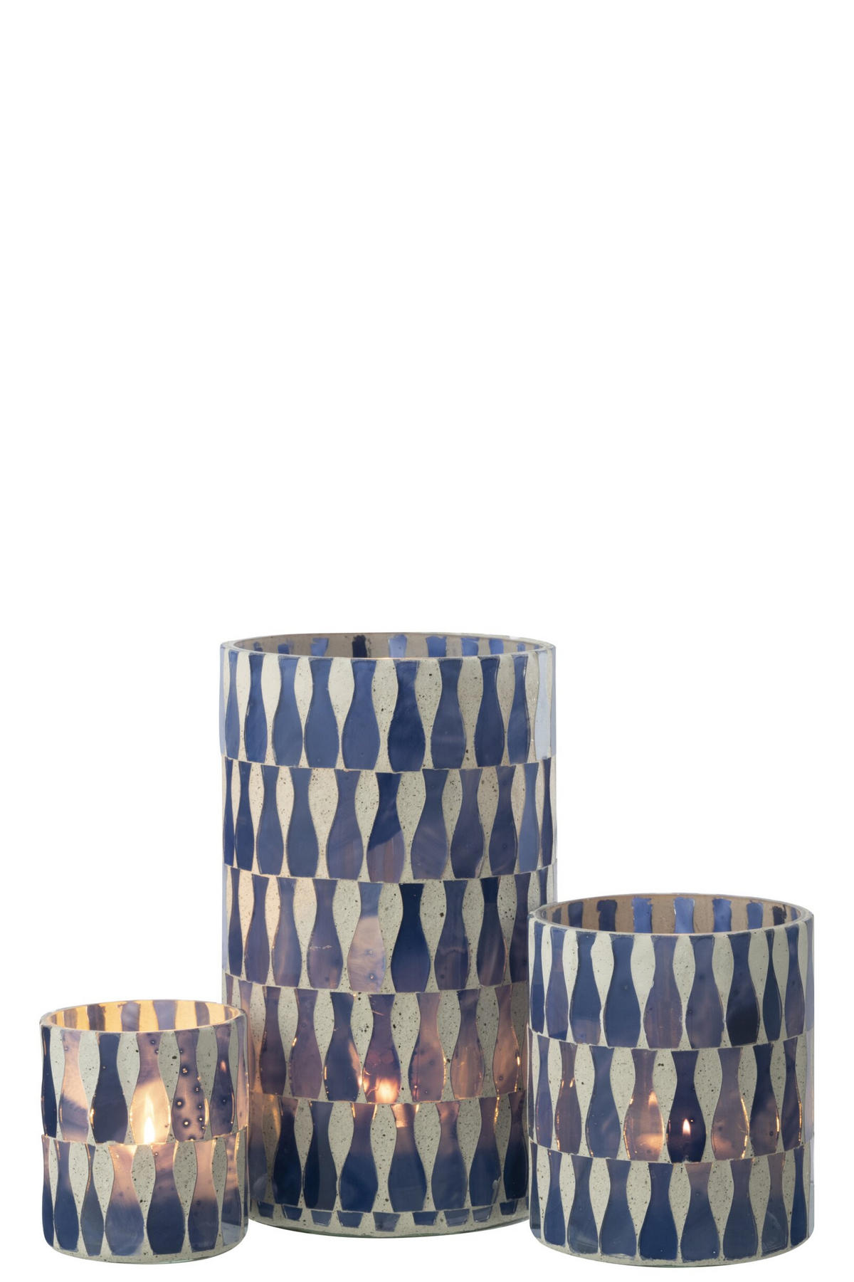 KERZENSTÄNDER BW - Blau, Glas (10/18cm) - J-Line