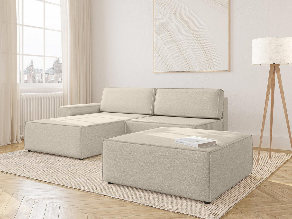 ECKSOFA Lummo Re mit Schlaffunktion, Beige - Beige, Textil (323/185cm) - Fedve