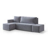 ECKSOFA VELOTTI L-S Grau Plüsch-Stoff mit Schlaffunktion - Grau, Holz (261/143cm) - MASSENO