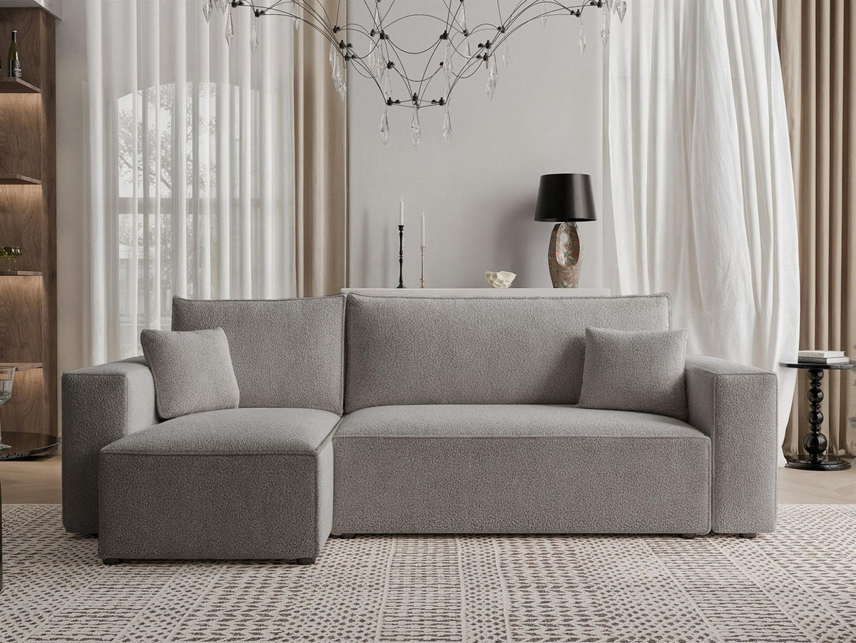 ECKSOFA Adara Mit Schlaffunktion - Grau, Holzwerkstoff/Textil (244/145cm) - Fun Möbel