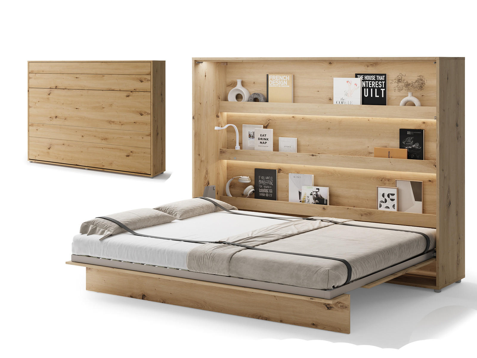 SCHRANKBETT BED CONCEPT 120x200 Eiche Artisan - Eiche Artisan, Holzwerkstoff (120/200cm) - Compleo24