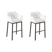 BARHOCKER 2er Set Lederlook weiß - Schwarz/Weiß, Textil/Metall (64/110/48cm) - CLP