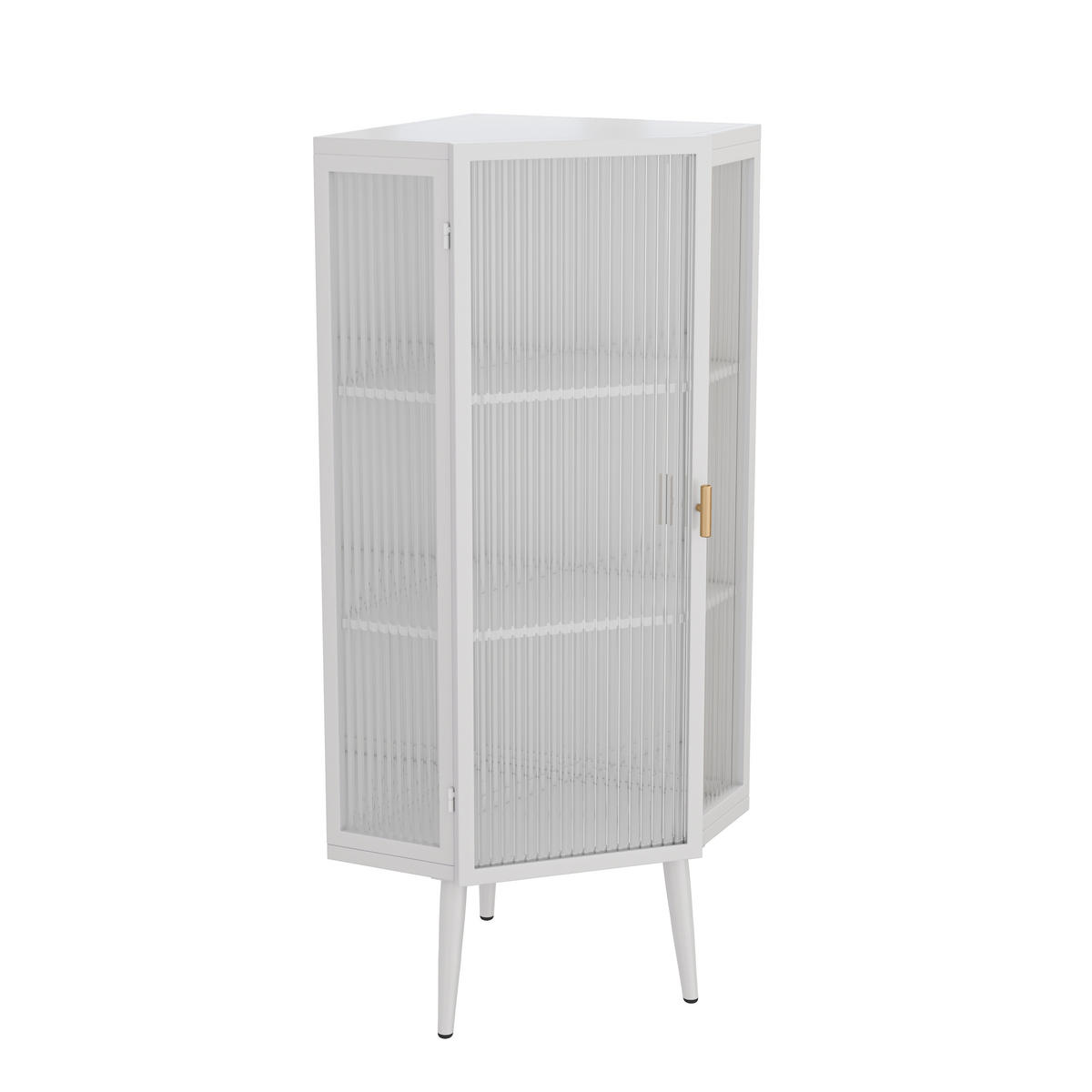 BAD-ECKSCHRANK Weiß, Glastür & 3 Ablagen, 56 x 42,5 x 110 cm - Weiß, Metall (56/110/42.5cm) - Urban Meuble
