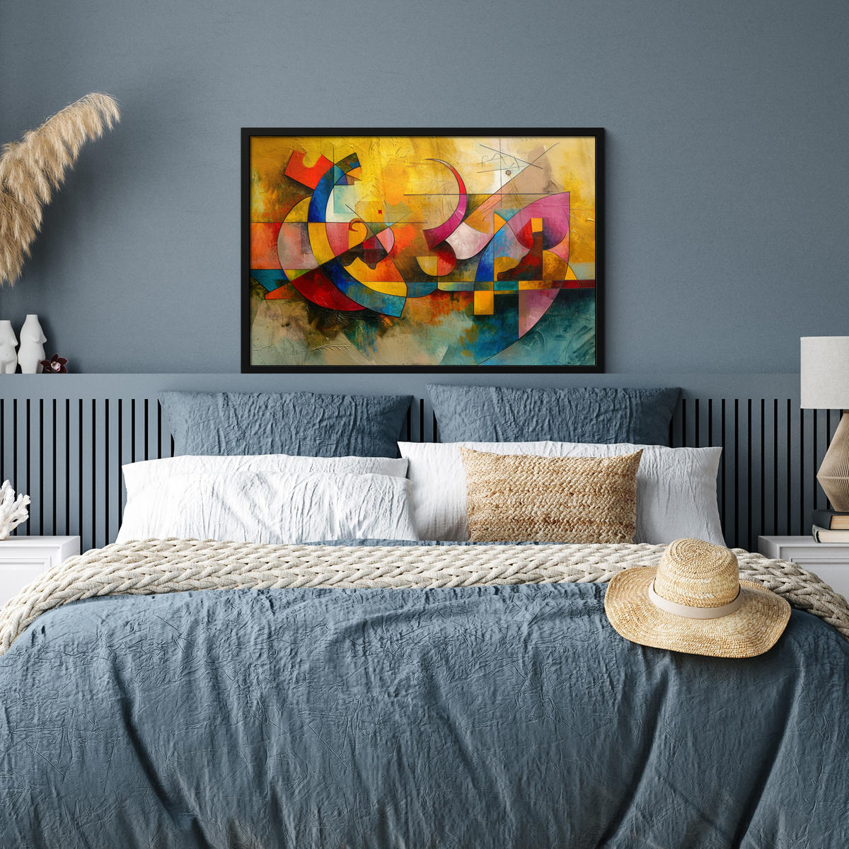 POSTER MIT RAHMEN Kunst - Abstrakt - Modern 90x60 cm - Gelb, Papier (90/60cm) - MuchoWow