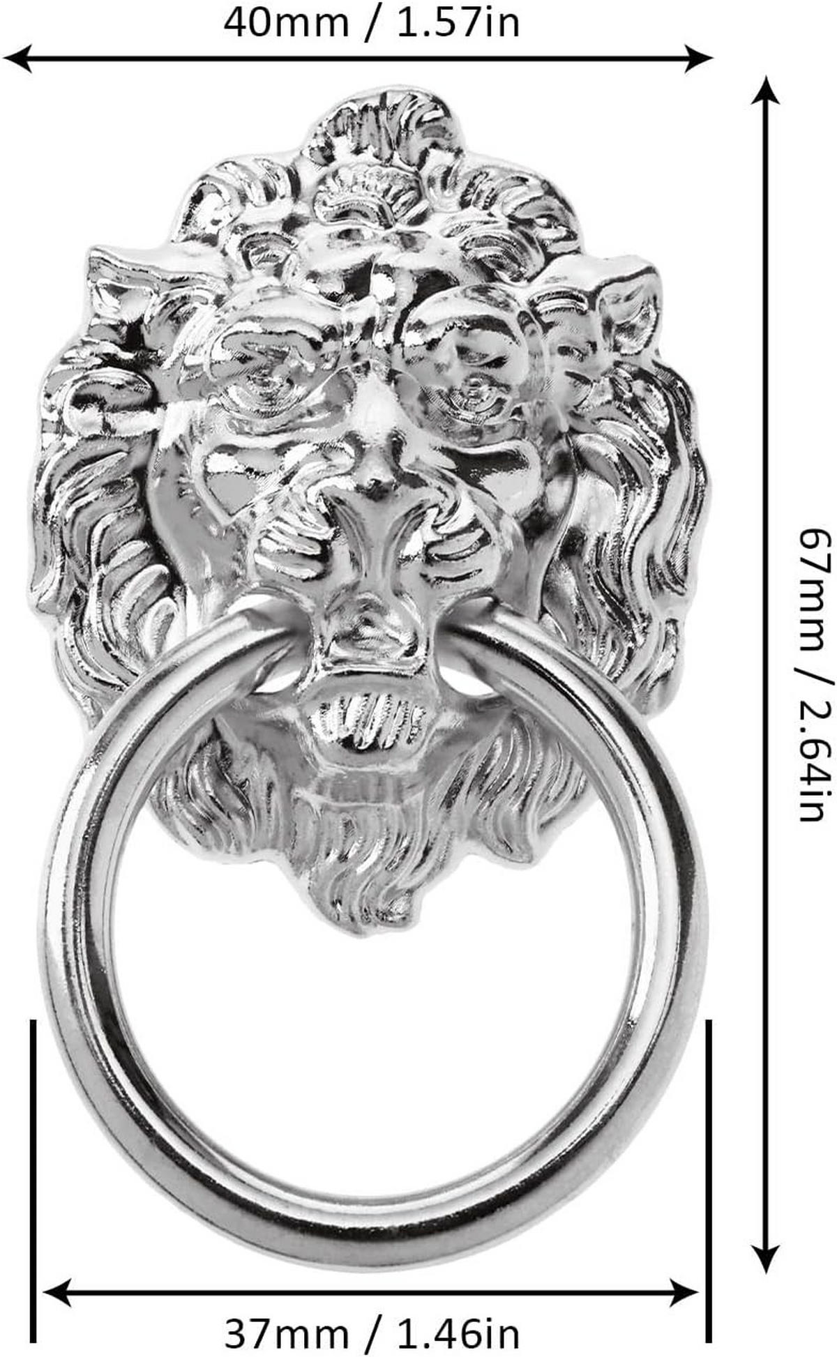 SCHRANKKNOPF Silber Löwenkopf 6er-Set Zinklegierung - Silberfarben, Metall (3.7/6.7/4cm)