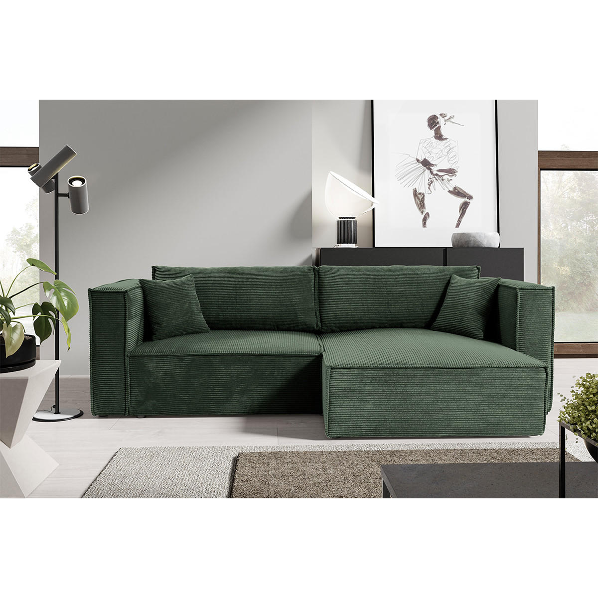 SOFA Jimmy 3 Sitzplätze Tannengrün - Grün, Holz (245/77/148cm) - Petits-meubles