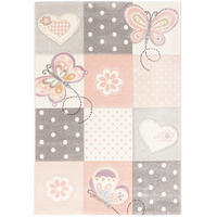 KINDER TEPPICH MAUI KIDS KARO HERZEN - Rosa, Textil (80/150cm) - Pergamon