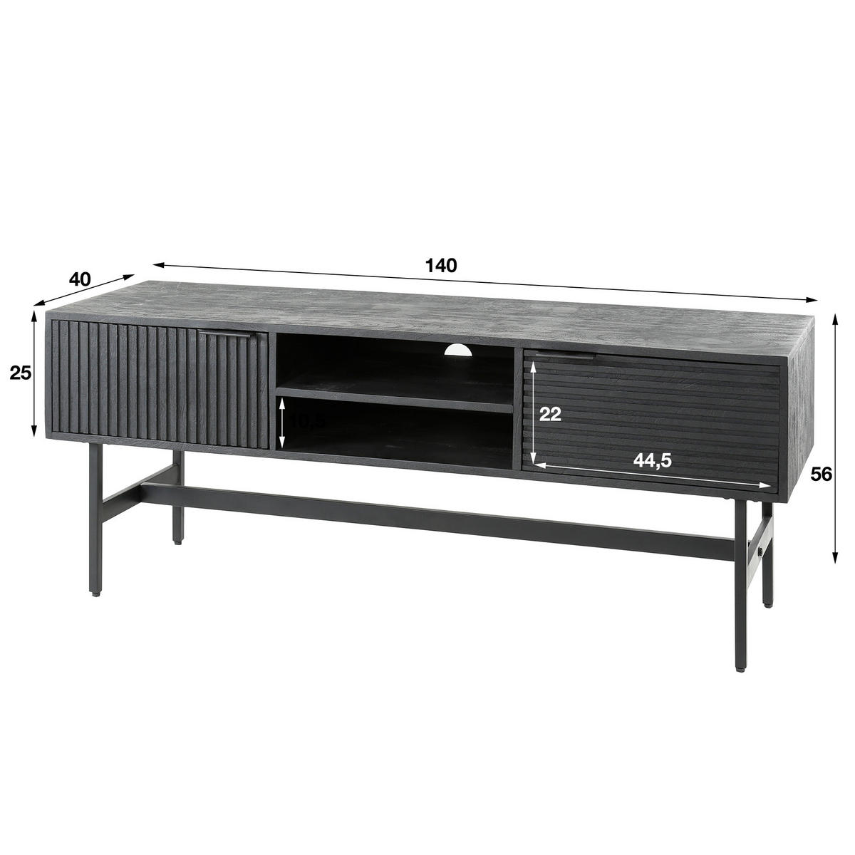 TV-MÖBEL Marina Schwarz 40/140/55 cm - Schwarz, Holz (140/55/40cm) - Hoyz Collection