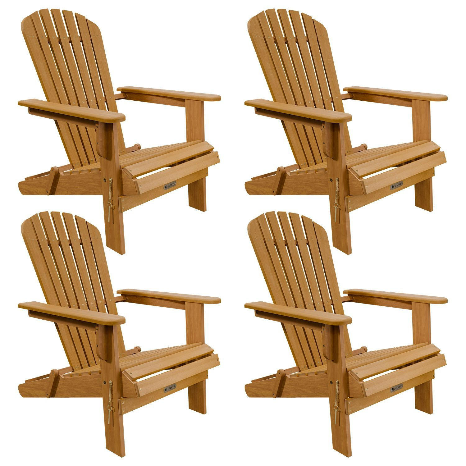 LIEGESTUHL Korfu Akazie klappbar 4er-Set - Naturfarben, Holz (69/94/85cm) - Juskys