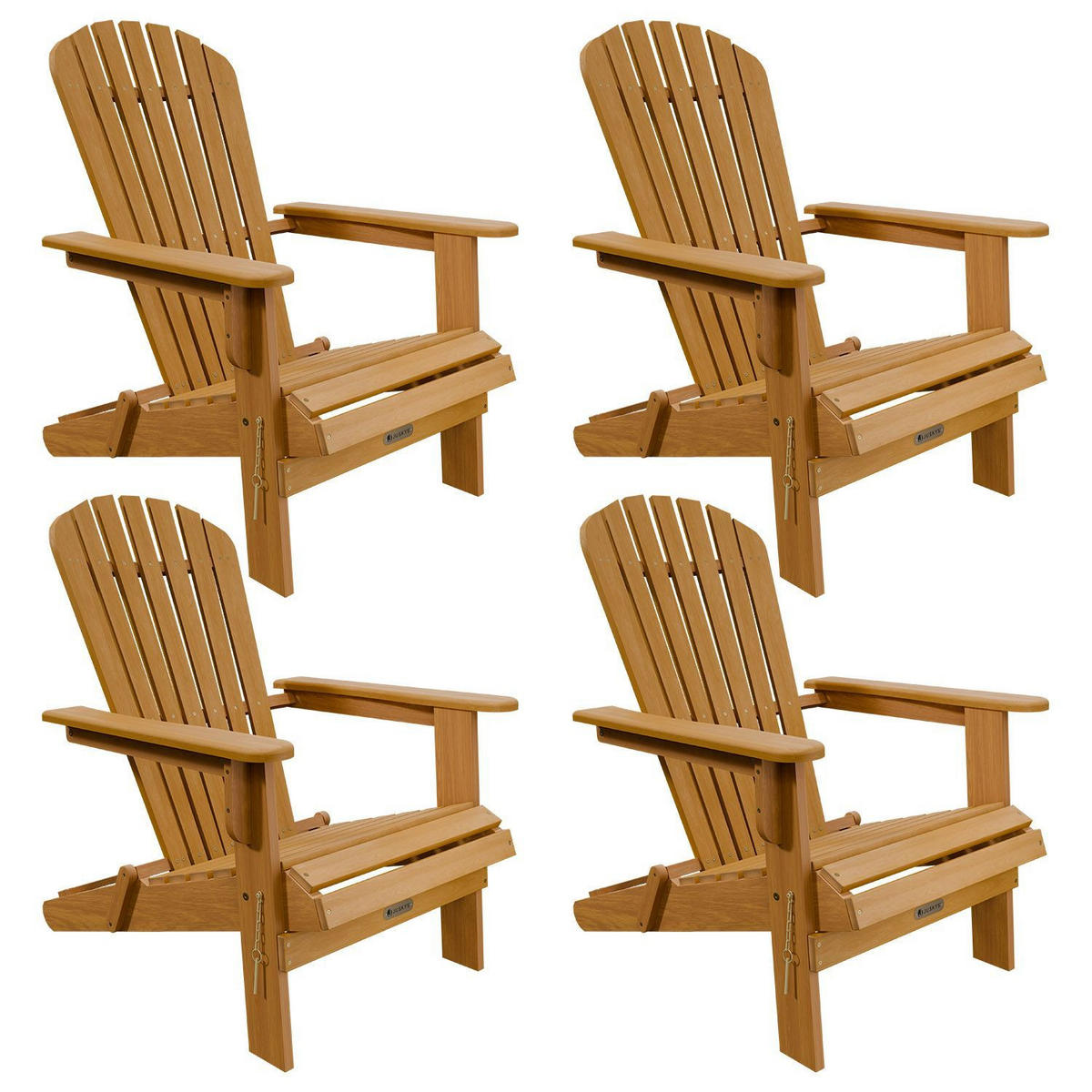 LIEGESTUHL Korfu Akazie klappbar 4er-Set - Naturfarben, Holz (69/94/85cm) - Juskys