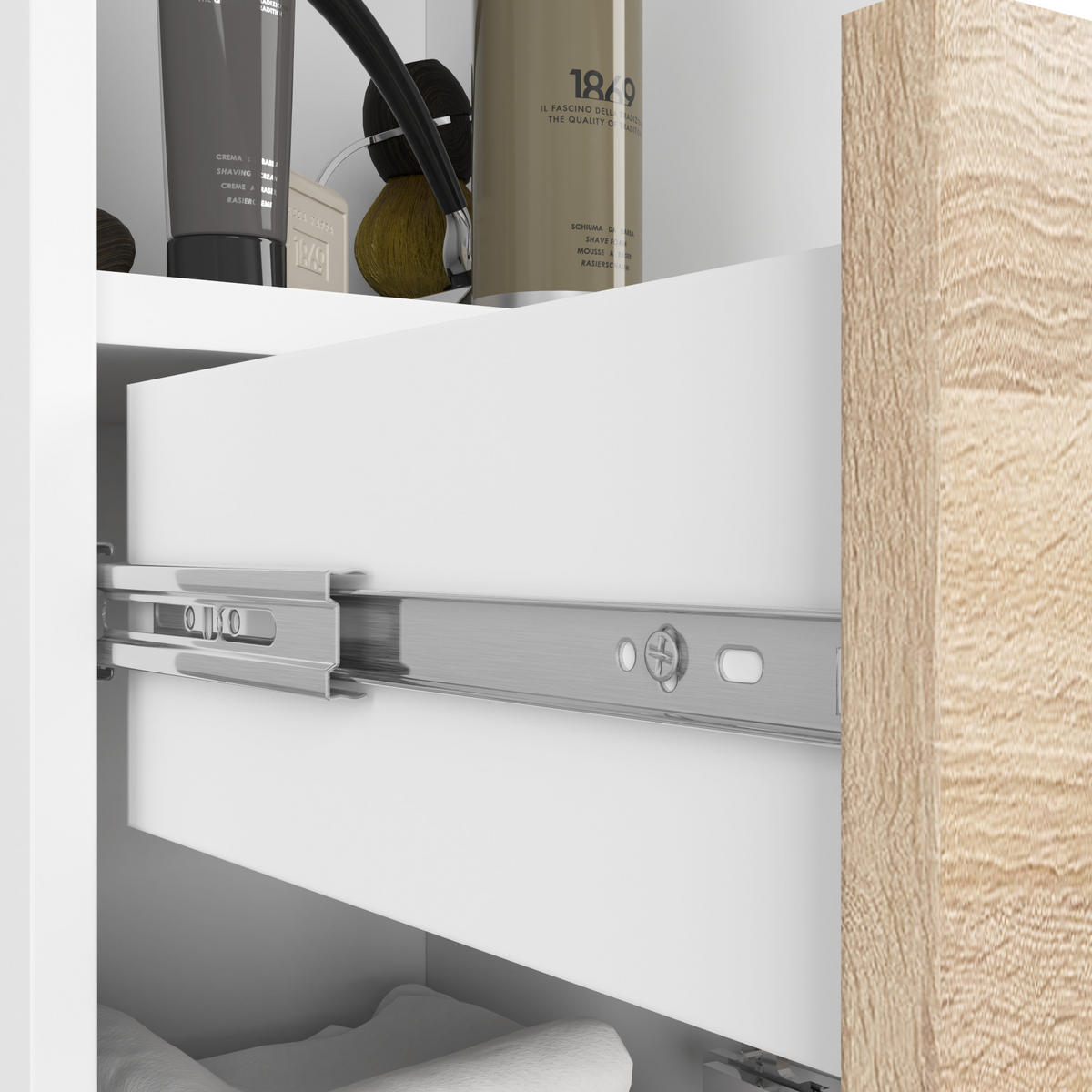 HOCHSCHRANK Weiß, Sonoma Eiche 30x30x140 cm - Silberfarben/Weiß, Holzwerkstoff/Kunststoff (30/140/30cm) - Akord