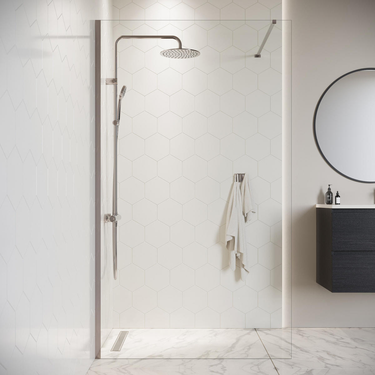 DUSCHWAND Florida - 100 x 200 cm - Chrom - Walk-In Duschabtrennung aus Sicherheitsglas - Chromfarben, Glas (100/200cm) - Badplaats