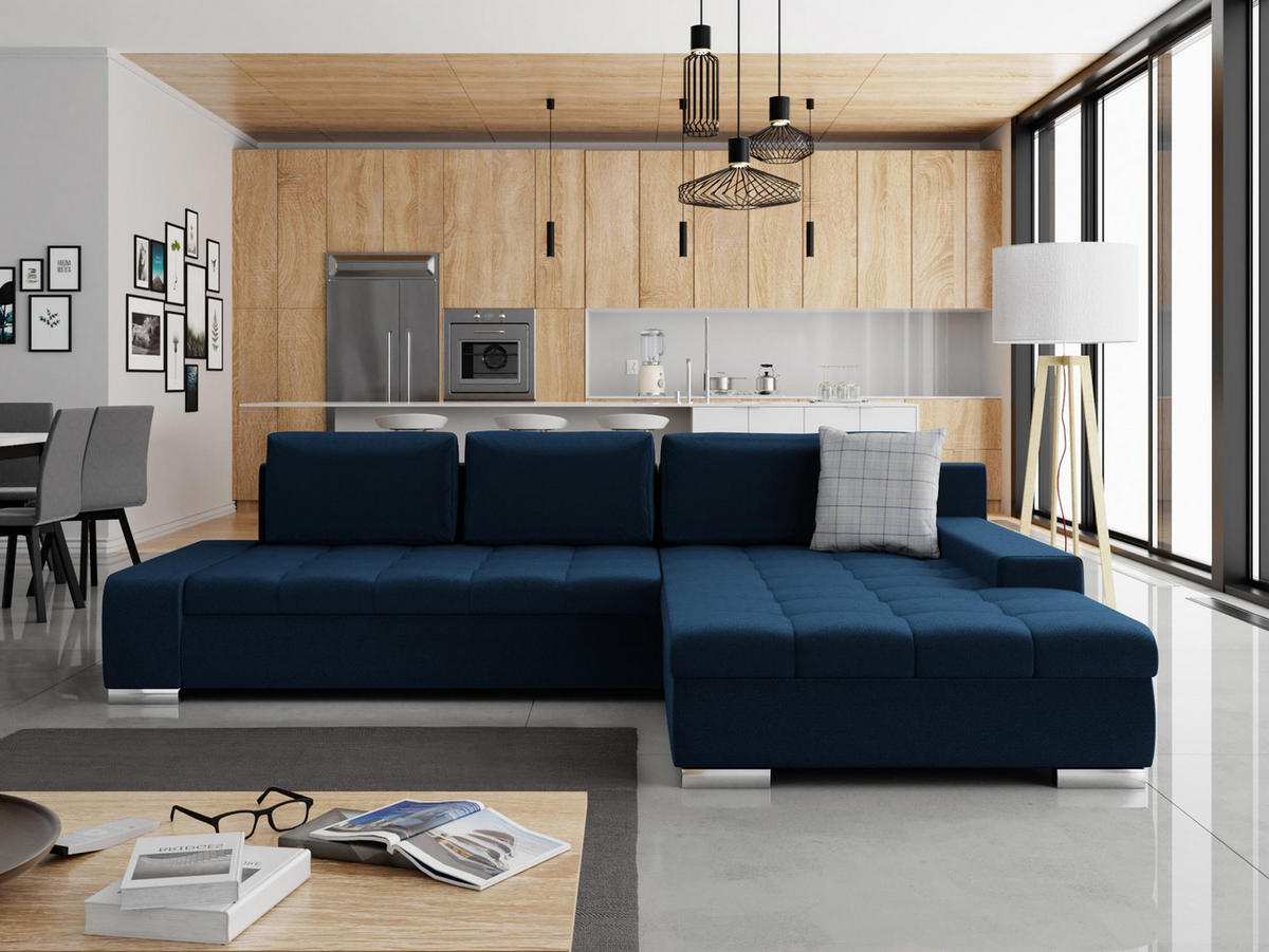 ECKSOFA Orkan - Dunkelblau, Holz/Textil (302/213cm) - MIRJAN24