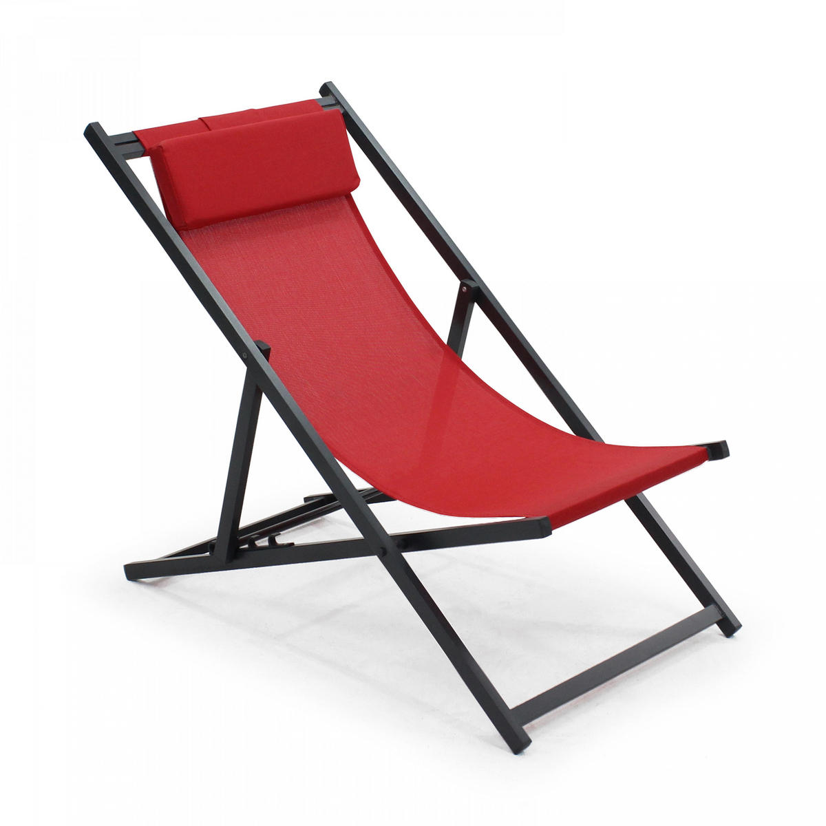 LIEGESTUHL 2-tlg., Rot - Rot, Metall (61/74/102cm) - Oviala