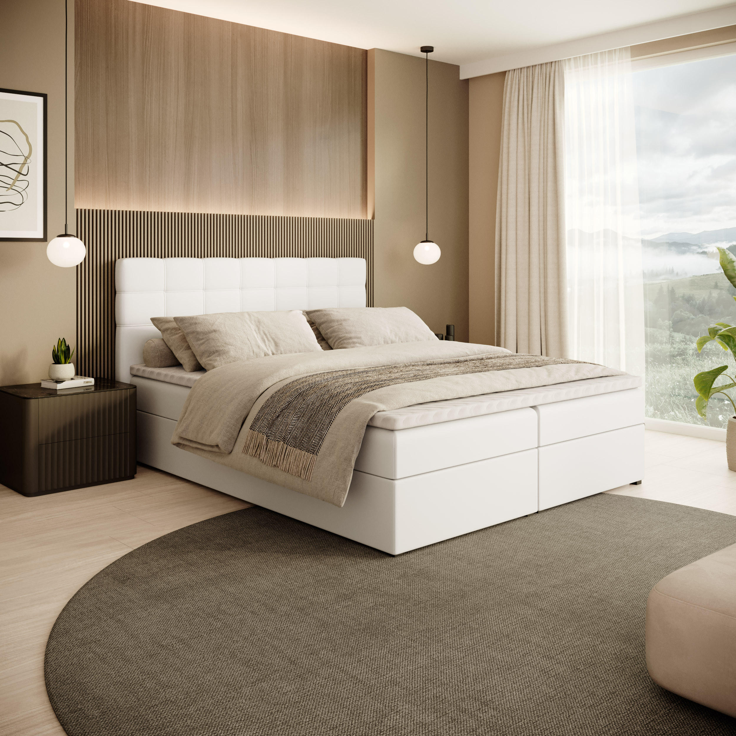 POLSTERBETT Topiq 164/203/103 weiß - Weiß, Holzwerkstoff/Textil (160/200cm) - Beautysofa