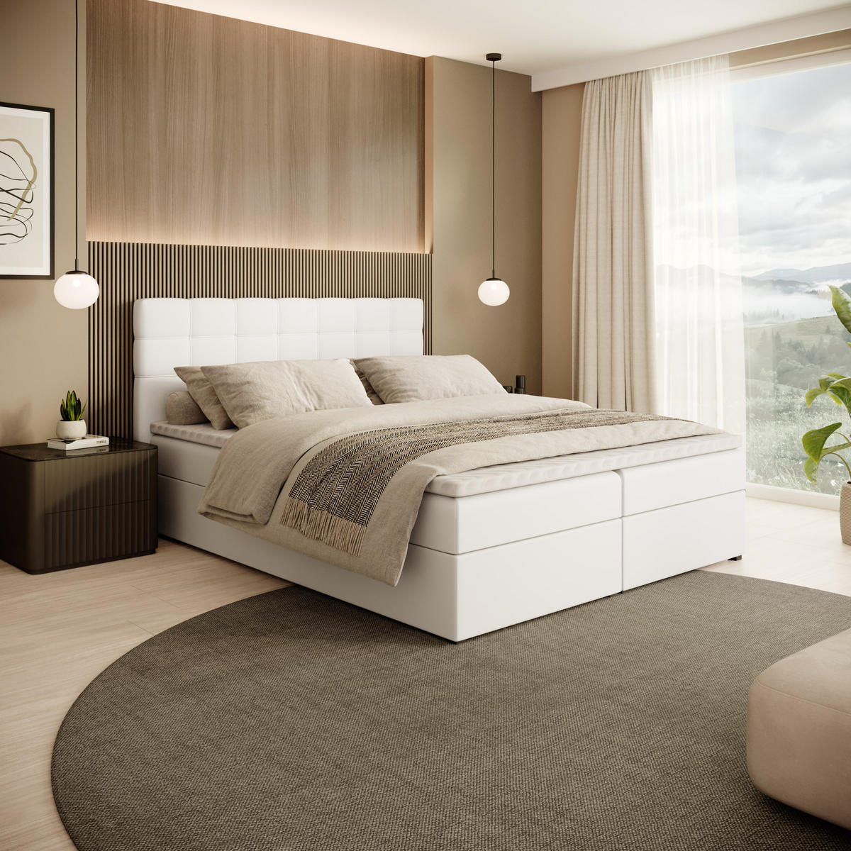 POLSTERBETT Topiq 164/203/103 weiß - Weiß, Holzwerkstoff/Textil (160/200cm) - Beautysofa