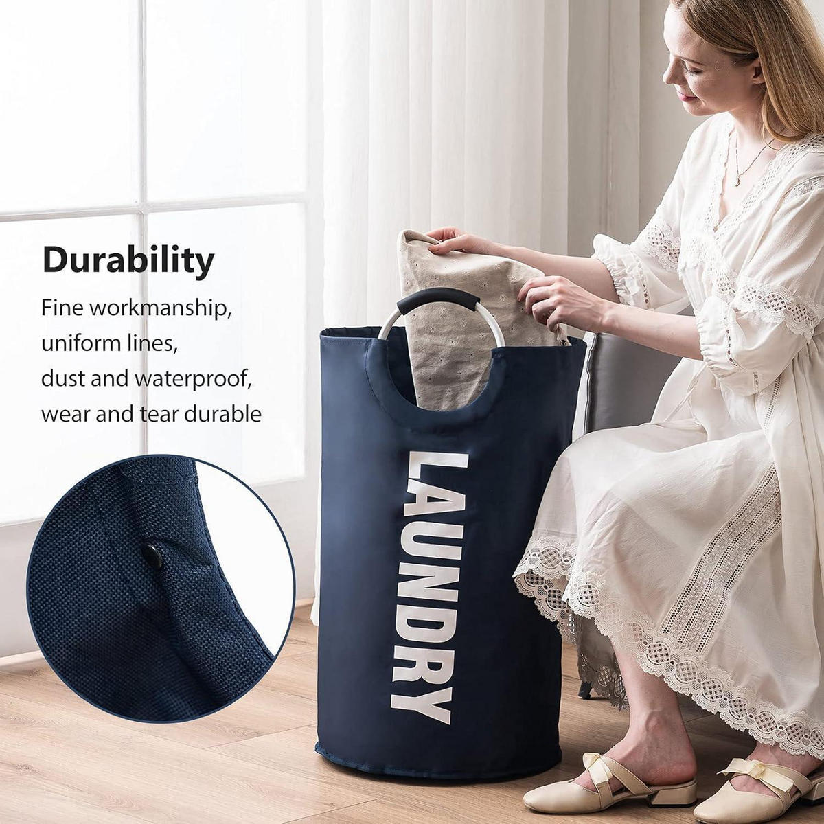 WÄSCHEKORB faltbar 92 Liter Dunkelblau - Dunkelblau, Textil (38/72/38cm)