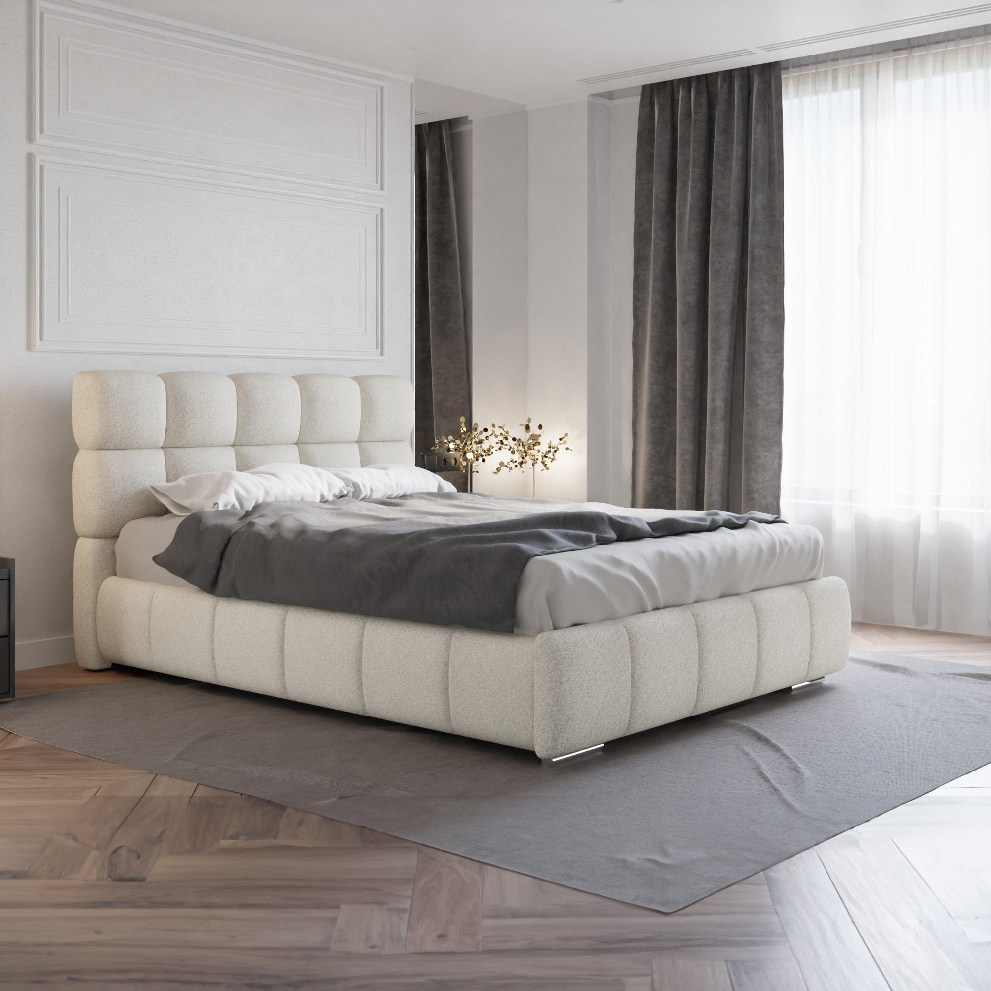 POLSTERBETT Bliss 140 x 200 cm mit Bettkasten und Lattenrost Federkernmatratze BONEL H3 - beige - Beige, Holz (140/200cm) - Panda Möbel