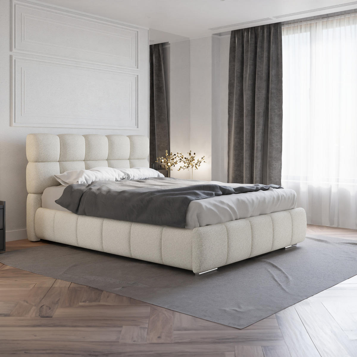 POLSTERBETT Bliss 140 x 200 cm mit Bettkasten und Lattenrost Federkernmatratze BONEL H3 - beige - Beige, Holz (140/200cm) - Panda Möbel