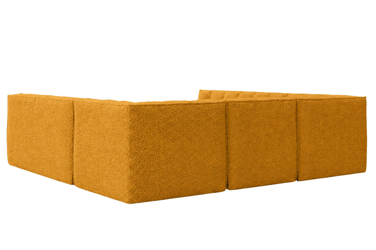 ROHOVÁ SEDAČKA modulární Corner ve tvaru U, plyšová tkanina Pop, Hořčicová, LAZY U CORNER - žlutá, dřevo (266/76/253cm) - Kaiser Möbel