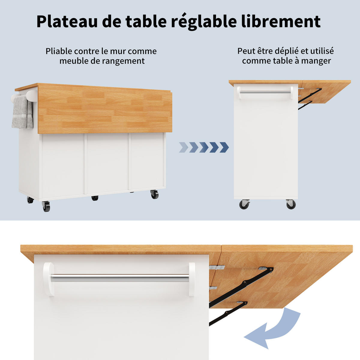 KÜCHENINSEL Weiß 122/46-74.5/91.5 cm - Weiß, Holzwerkstoff (122/91.5/46cm) - PANGIVO