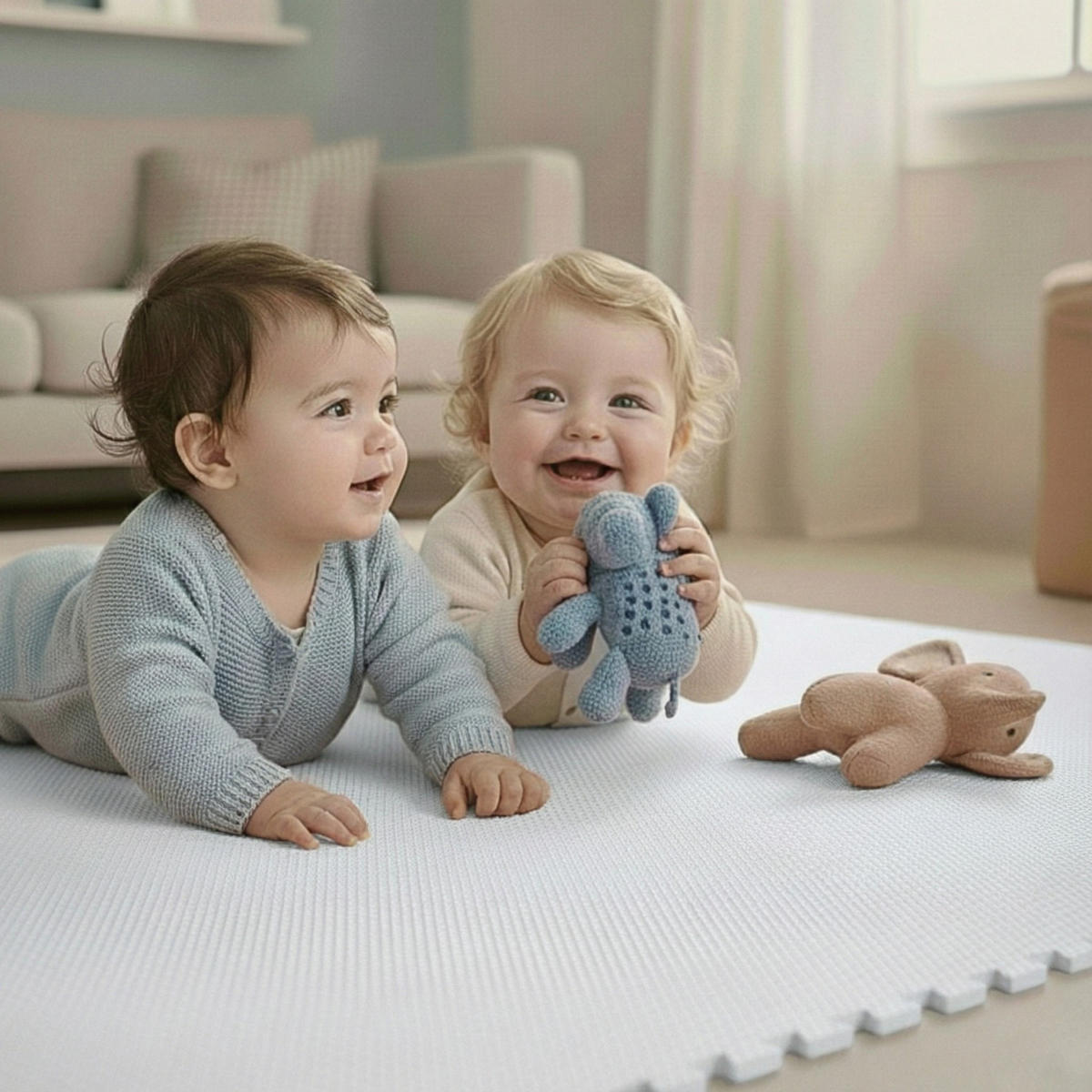 SPIELMATTE ab Null - 90 cm Baby Puzzlematte Weiß - Weiß, Kunststoff (30/30cm) - Littletom