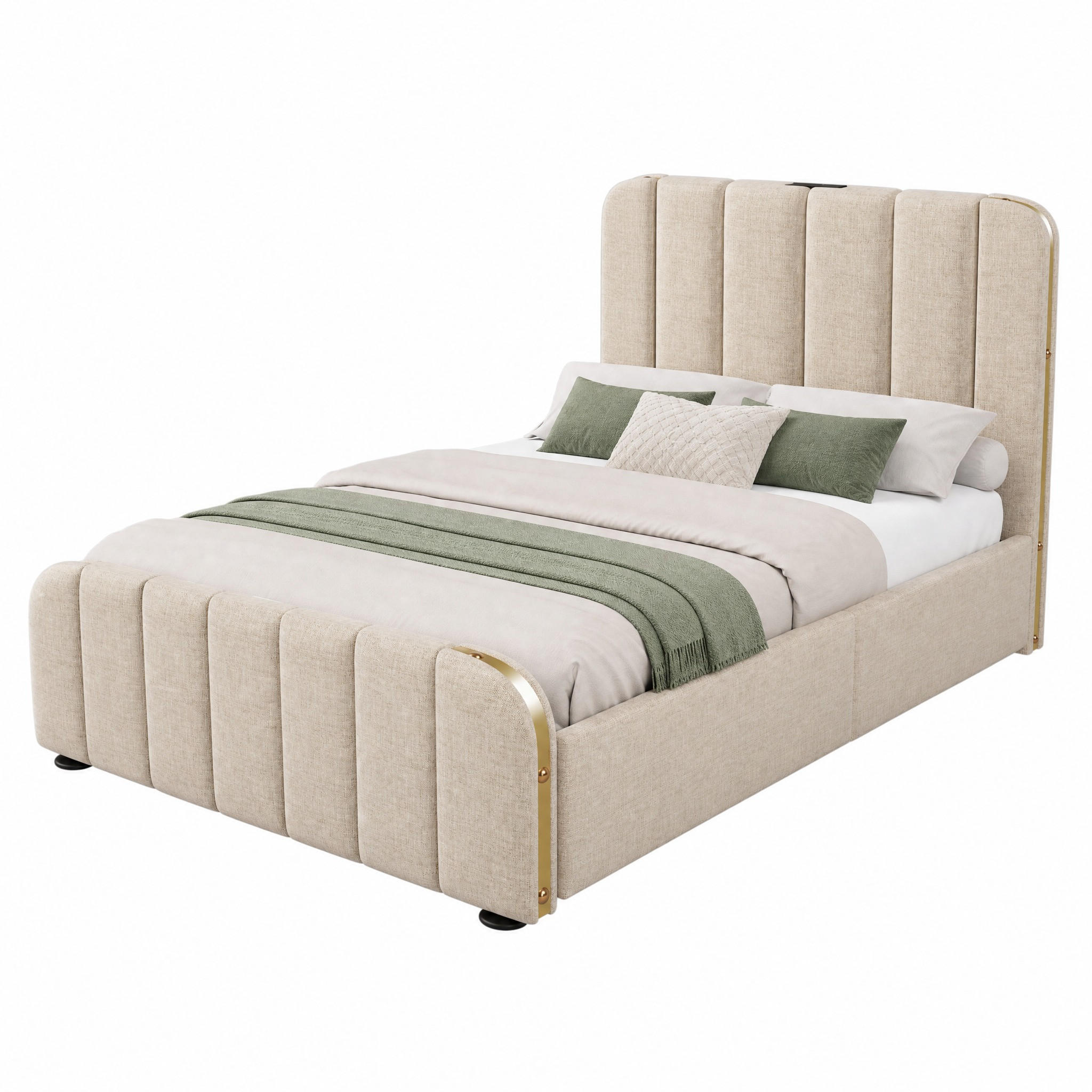 Beauniv Polsterbett Beige 90x200 cm