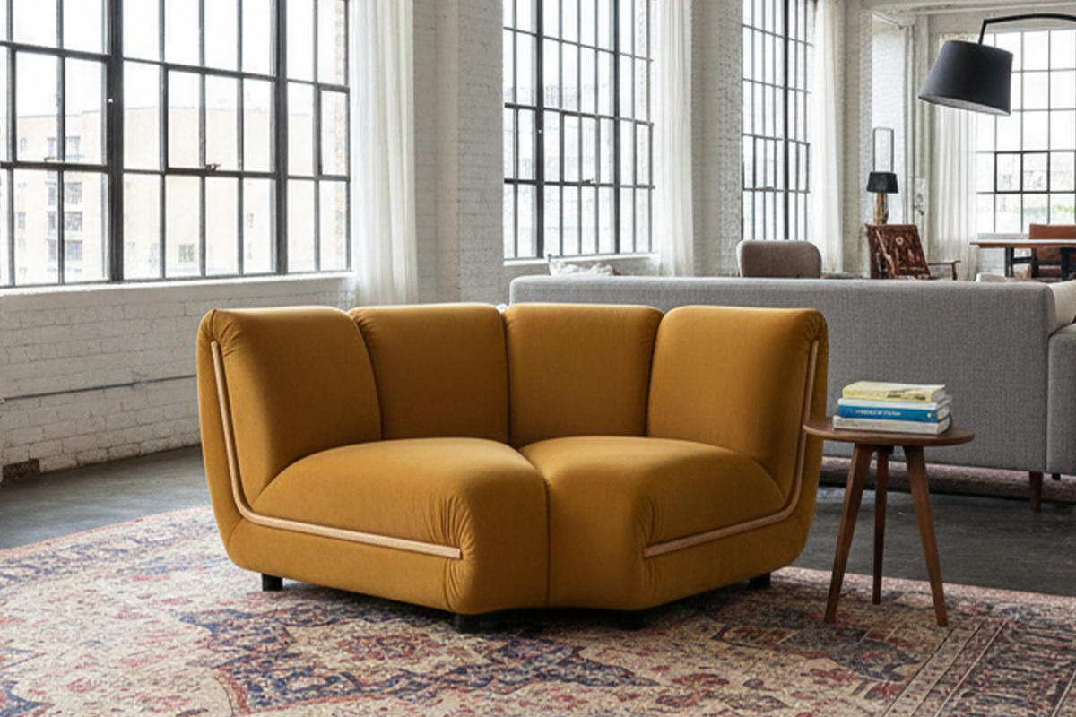 SESSEL LAYLA Gelb Velvet - Gelb/Schwarz, Buchenholz/Textil (166/74/99cm) - KAWOLA