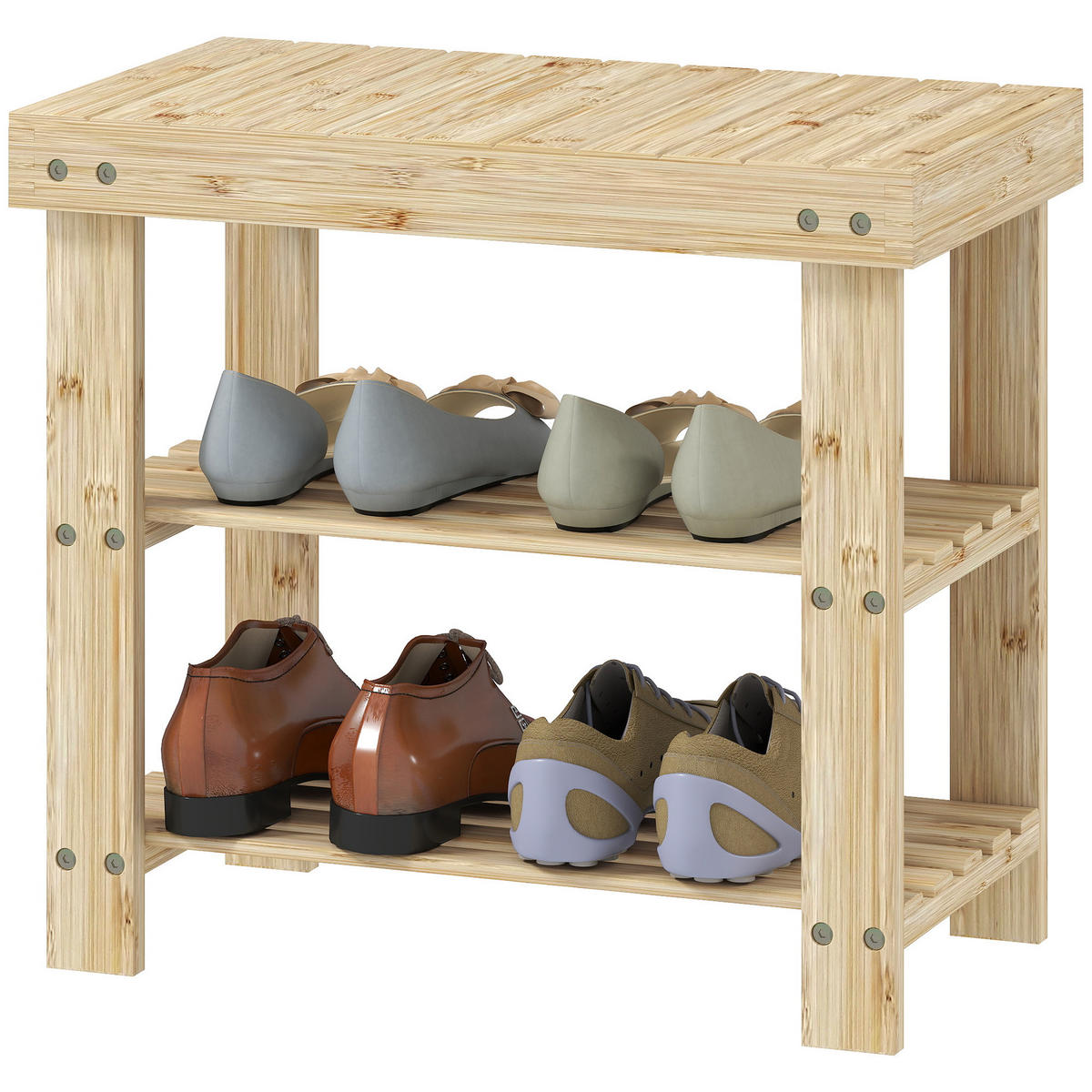 SCHUHBANK Natur 50/28/45 cm - Naturfarben, Holz (50/45/28cm) - PANGIVO