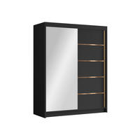 SCHIEBETÜRENSCHRANK Flavio III - Goldfarben/Schwarz, Holzwerkstoff/Metall (150/200/58cm) - MIRJAN24