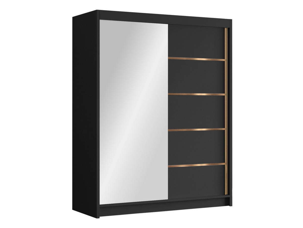 SCHIEBETÜRENSCHRANK Flavio III - Goldfarben/Schwarz, Holzwerkstoff/Metall (150/200/58cm) - MIRJAN24