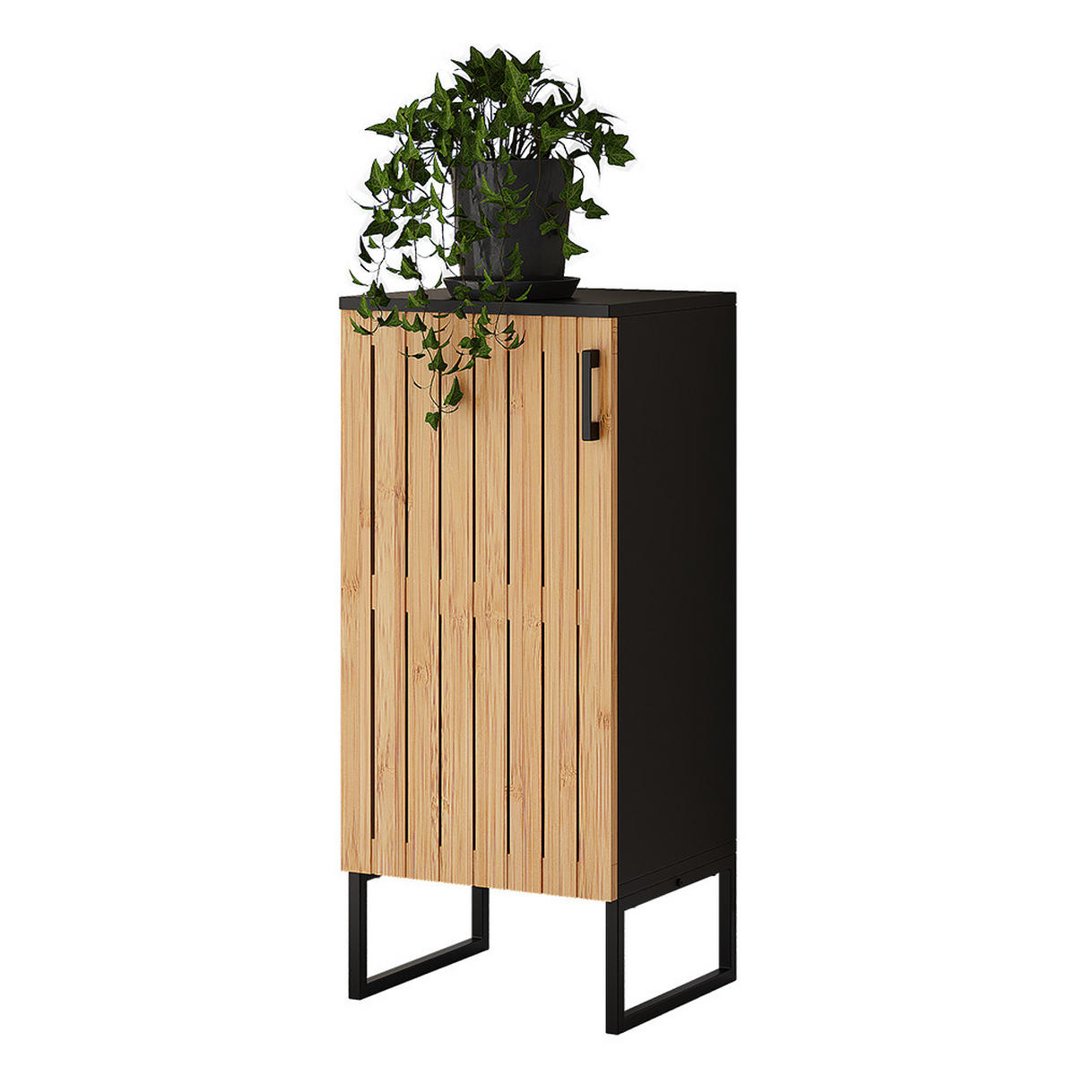 MIDISCHRANK Vayra Bambus 35 x 81 cm - Schwarz/Grün, Holzwerkstoff (35/81/31.5cm) - Vicco