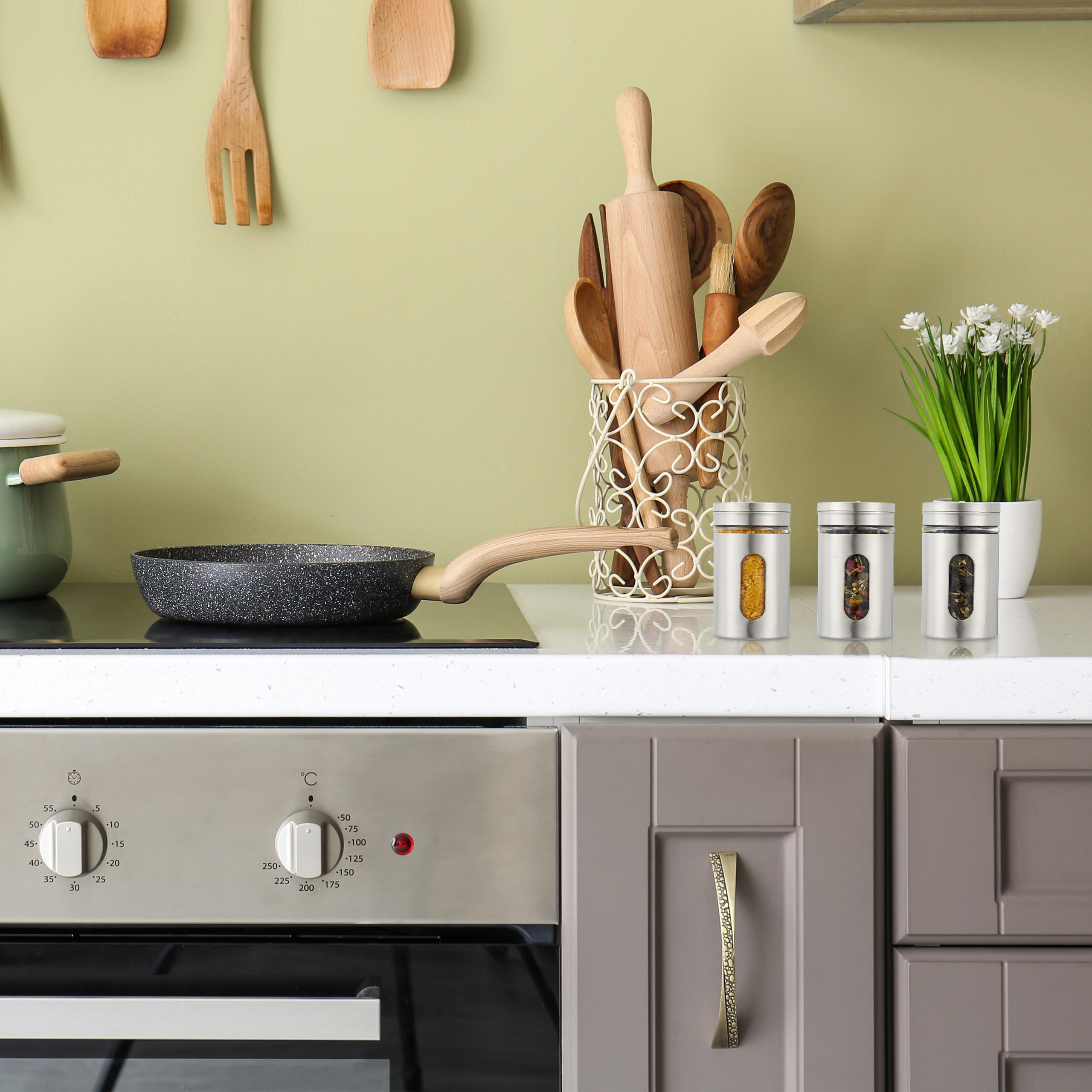 12XGEWÜRZSTREUER - Silberfarben, Glas/Kunststoff (5/8.5/5cm) - Relaxdays