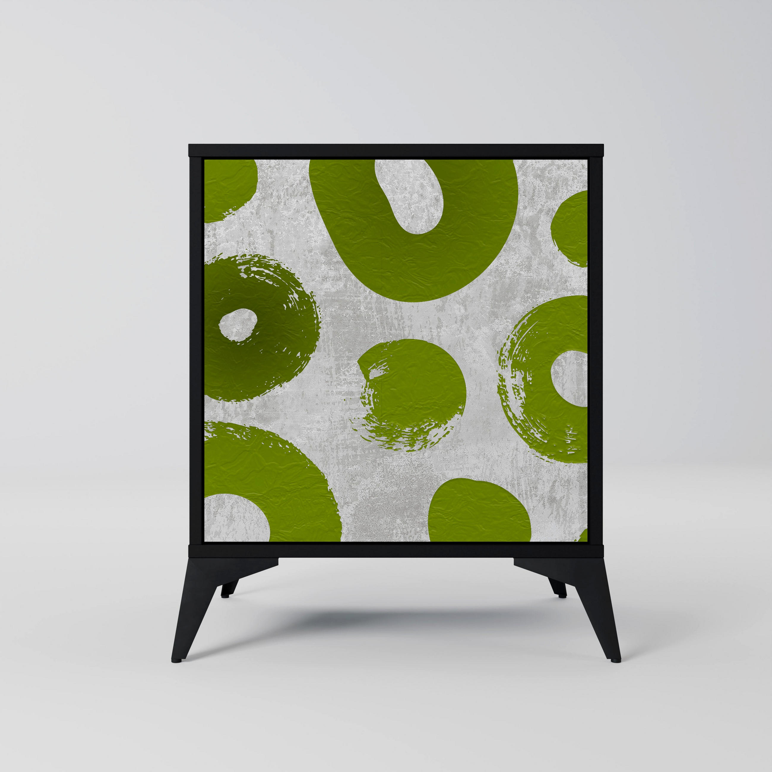 SIDEBOARD GREEN RHAPSODY, Schwarz, 57,5x42x70,5 cm, Schwarze Metall-Sternfüße - Multicolor/Schwarz, Holzwerkstoff/Metall (57.5/70.5/42cm) - SpaceRebels