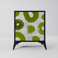 SIDEBOARD GREEN RHAPSODY, Schwarz, 57,5x42x70,5 cm, Schwarze Metall-Sternfüße - Multicolor/Schwarz, Holzwerkstoff/Metall (57.5/70.5/42cm) - SpaceRebels