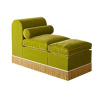 LOUNGESOFA mit Quasten Einzelsofa Luxus und Premium Samt - Olivgrün, Textil (60/80/130cm) - Vercart