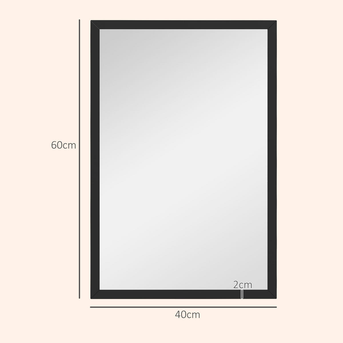 WANDSPIEGEL Schwarz 40/60 cm - Schwarz, Glas (40/60/2cm) - PANGIVO