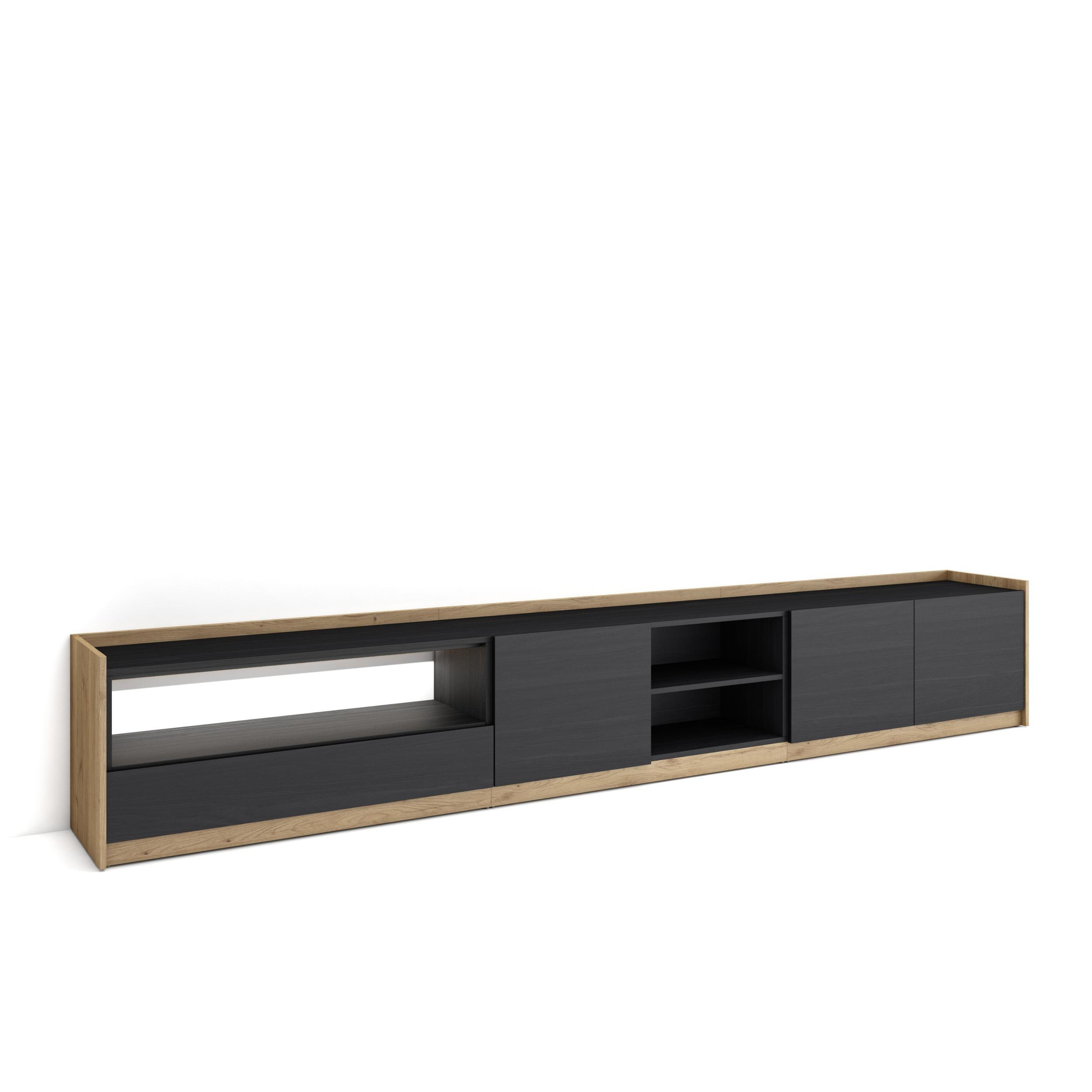 Skraut Home Lowboard, Schwarz 310x50x37 cm