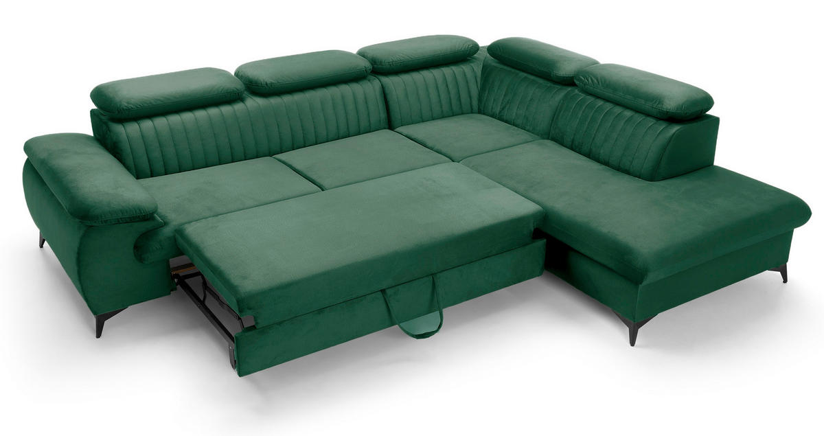 ECKSOFA 275 cm mit verstellbaren Kopfstützen Xanto L, Rechts, Grün - Grün, Holz (221/275cm) - Emporius
