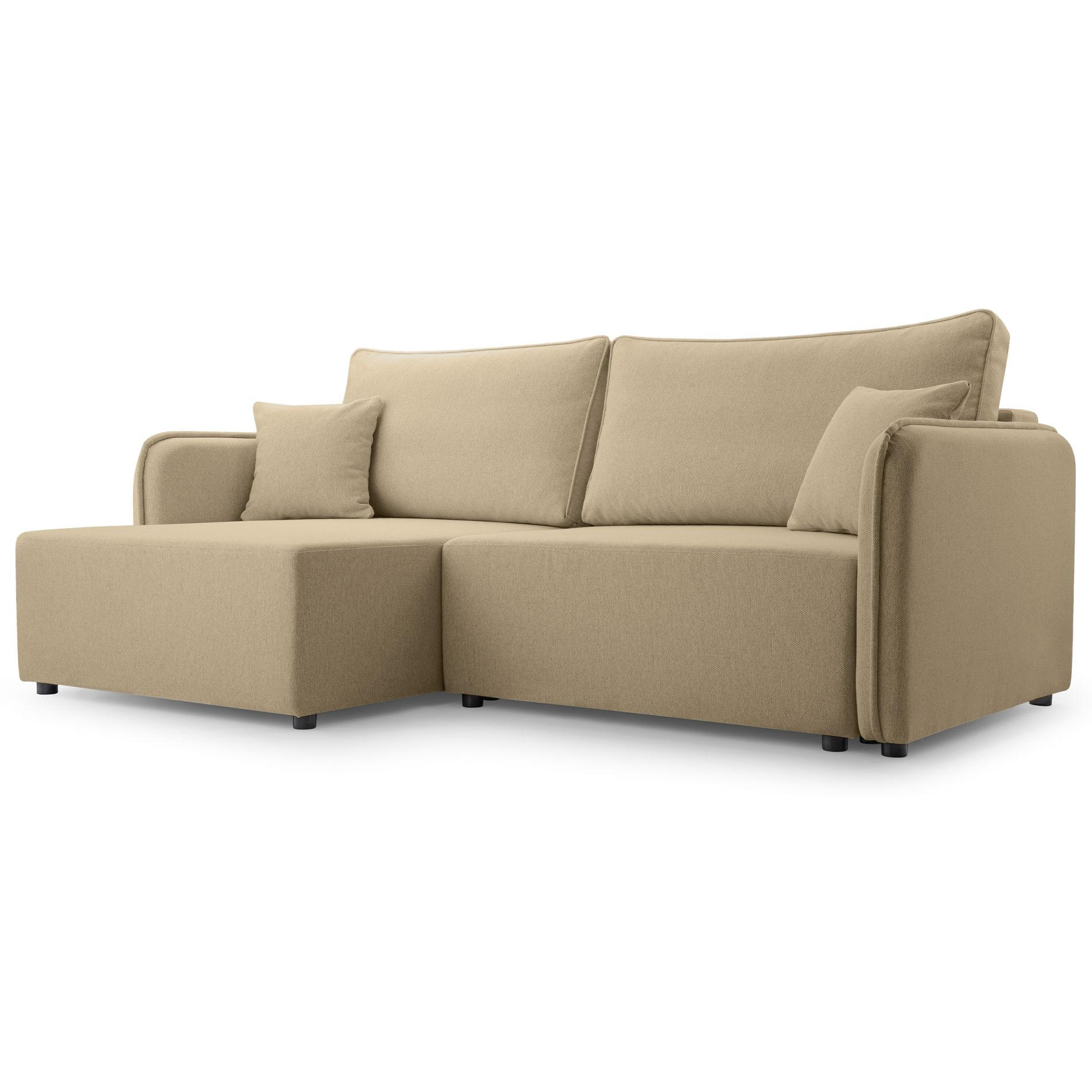 ECKSOFA Kassian, Beige Strukturstoff, linksseitig - Beige/Schwarz, Kunststoff/Textil (227/147cm) - Selsey